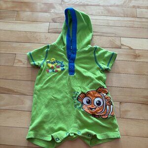 Disney Finding Nemo Vintage 90s Onepiece Romper 6-12 months Hood